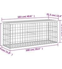 Gartenbank aus Gabionen 103x31,5x42 cm Kiefernholz Imprägniert