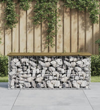 Gartenbank aus Gabionen 103x31,5x42 cm Kiefernholz Imprägniert