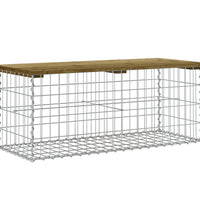 Gartenbank aus Gabionen 103x44x42 cm Kiefernholz Imprägniert