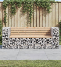 Gartenbank aus Gabionen 184x71x65,5 cm Massivholz Kiefer