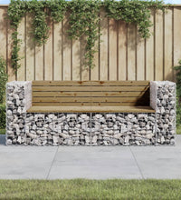 Gartenbank aus Gabionen 184x71x65,5 cm Kiefernholz Imprägniert