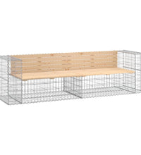 Gartenbank aus Gabionen 244x71x65,5 cm Massivholz Kiefer