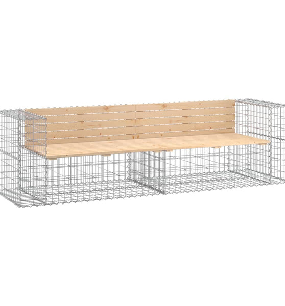 Gartenbank aus Gabionen 244x71x65,5 cm Massivholz Kiefer