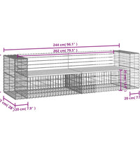 Gartenbank aus Gabionen 244x71x65,5 cm Massivholz Kiefer