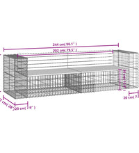 Gartenbank aus Gabionen 244x71x65,5 cm Massivholz Douglasie