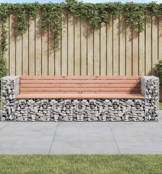 Gartenbank aus Gabionen 244x71x65,5 cm Massivholz Douglasie