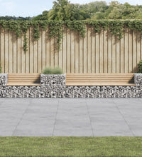 Gartenbank mit Gabione Massivholz Kiefer