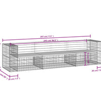 Gartenbank aus Gabionen 287x71x65,5 cm Massivholz Kiefer