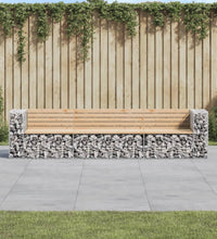 Gartenbank aus Gabionen 287x71x65,5 cm Massivholz Kiefer