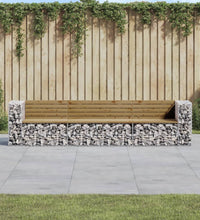 Gartenbank aus Gabionen 287x71x65,5 cm Kiefernholz Imprägniert