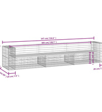 Gartenbank aus Gabionen 347x71x65,5 cm Massivholz Kiefer