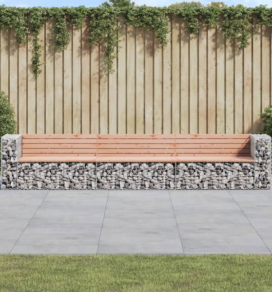 Gartenbank aus Gabionen 347x71x65,5 cm Massivholz Douglasie