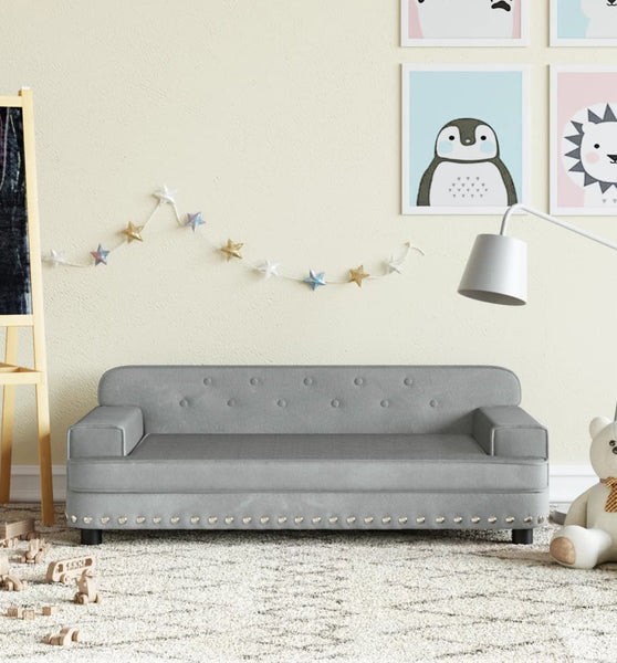 Kindersofa Hellgrau 90x53x30 cm Samt