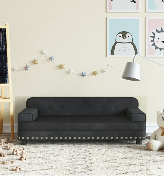 Kindersofa Schwarz 90x53x30 cm Samt