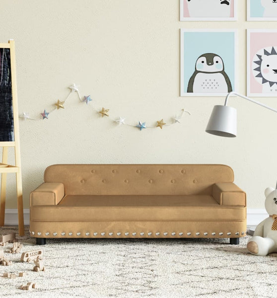 Kindersofa Braun 90x53x30 cm Samt