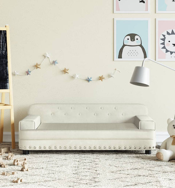 Kindersofa Creme 90x53x30 cm Samt