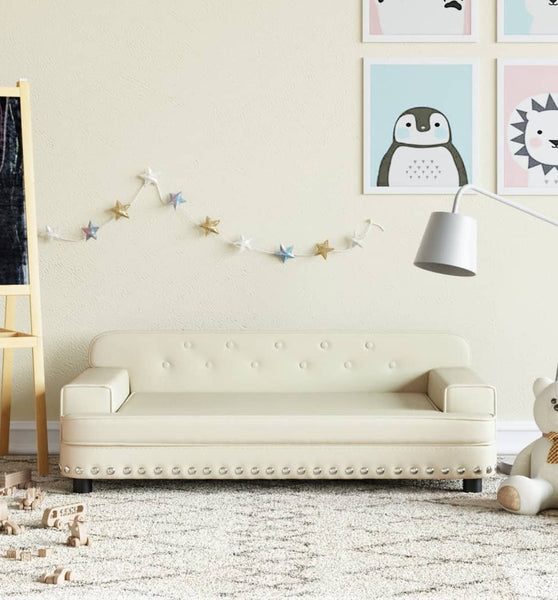 Kindersofa Creme 90x53x30 cm Kunstleder