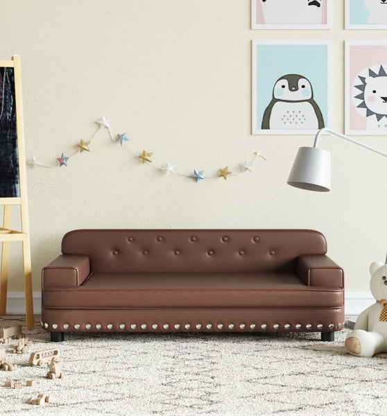 Kindersofa Braun 90x53x30 cm Kunstleder