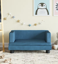 Kindersofa Blau 60x40x30 cm Samt