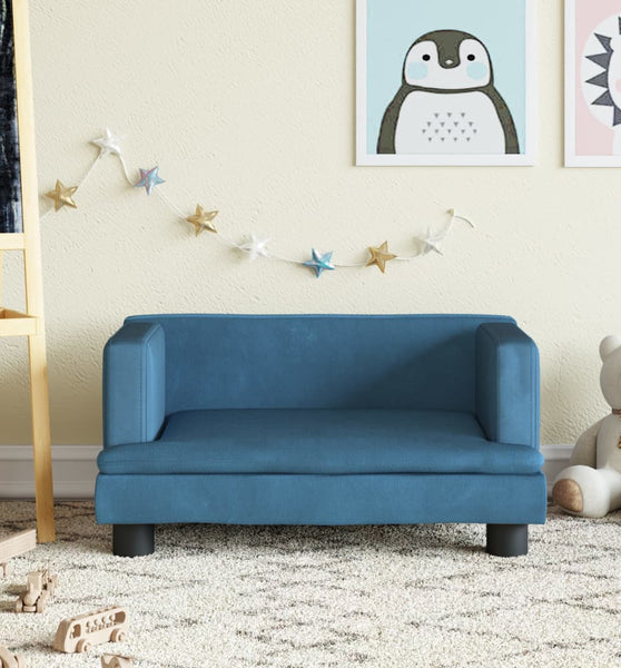 Kindersofa Blau 60x40x30 cm Samt