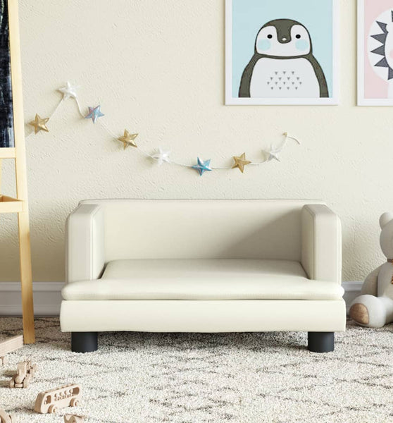 Kindersofa Creme 60x40x30 cm Kunstleder