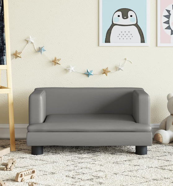 Kindersofa Grau 60x40x30 cm Kunstleder