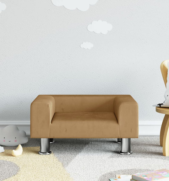 Kindersofa Braun 50x40x26,5 cm Samt