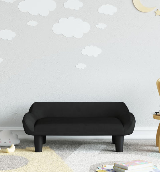 Kindersofa Schwarz 70x40x24 cm Samt