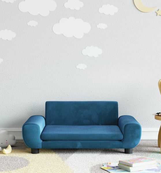 Kindersofa Blau 70x45x33 cm Samt