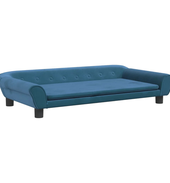 Kindersofa Blau 100x50x26 cm Samt