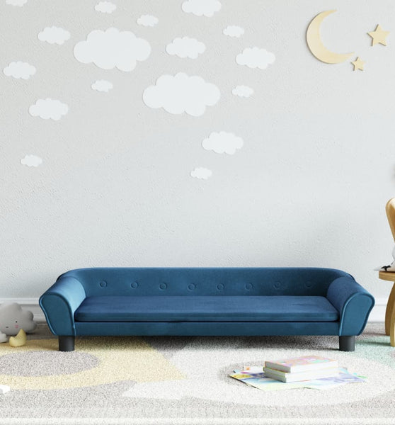 Kindersofa Blau 100x50x26 cm Samt