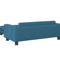 Kindersofa mit Hocker Blau 100x50x30 cm Samt