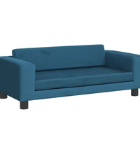 Kindersofa mit Hocker Blau 100x50x30 cm Samt