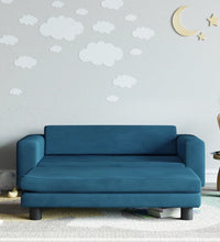 Kindersofa mit Hocker Blau 100x50x30 cm Samt