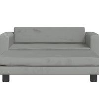 Kindersofa mit Hocker Hellgrau 100x50x30 cm Samt