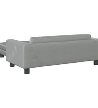 Kindersofa mit Hocker Hellgrau 100x50x30 cm Samt