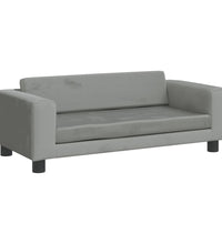 Kindersofa mit Hocker Hellgrau 100x50x30 cm Samt