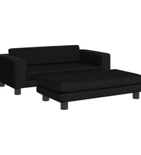 Kindersofa mit Hocker Schwarz 100x50x30 cm Samt