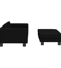 Kindersofa mit Hocker Schwarz 100x50x30 cm Samt