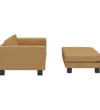 Kindersofa mit Hocker Braun 100x50x30 cm Samt