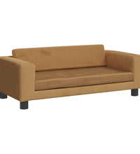 Kindersofa mit Hocker Braun 100x50x30 cm Samt