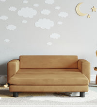 Kindersofa mit Hocker Braun 100x50x30 cm Samt