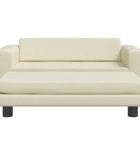 Kindersofa mit Hocker Creme 100x50x30 cm Kunstleder