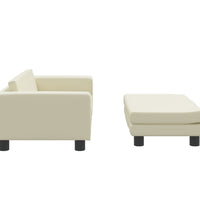 Kindersofa mit Hocker Creme 100x50x30 cm Kunstleder
