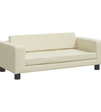 Kindersofa mit Hocker Creme 100x50x30 cm Kunstleder