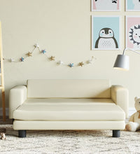 Kindersofa mit Hocker Creme 100x50x30 cm Kunstleder