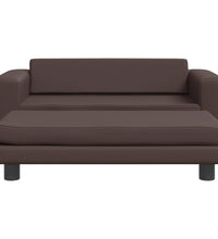 Kindersofa mit Hocker Braun 100x50x30 cm Kunstleder