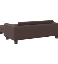 Kindersofa mit Hocker Braun 100x50x30 cm Kunstleder