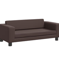 Kindersofa mit Hocker Braun 100x50x30 cm Kunstleder