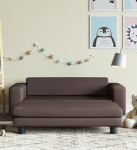 Kindersofa mit Hocker Braun 100x50x30 cm Kunstleder